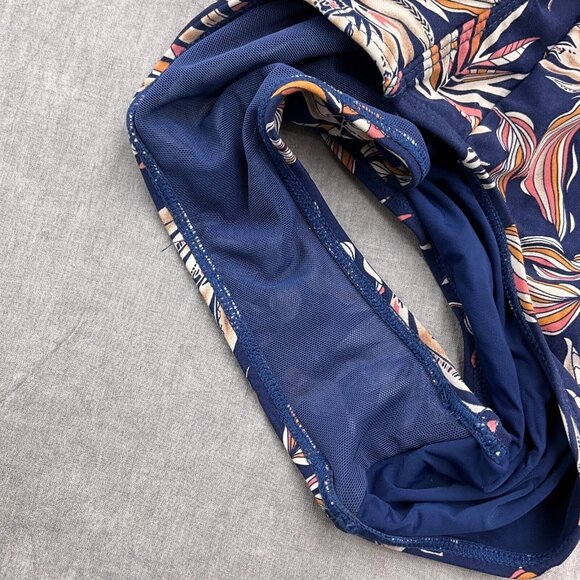 Niptuck Swimsuit Women 4 Blue Multi Palm Leaf Multi Fit Cup Pad Wide Strap 1pc - Picture 3 of 8